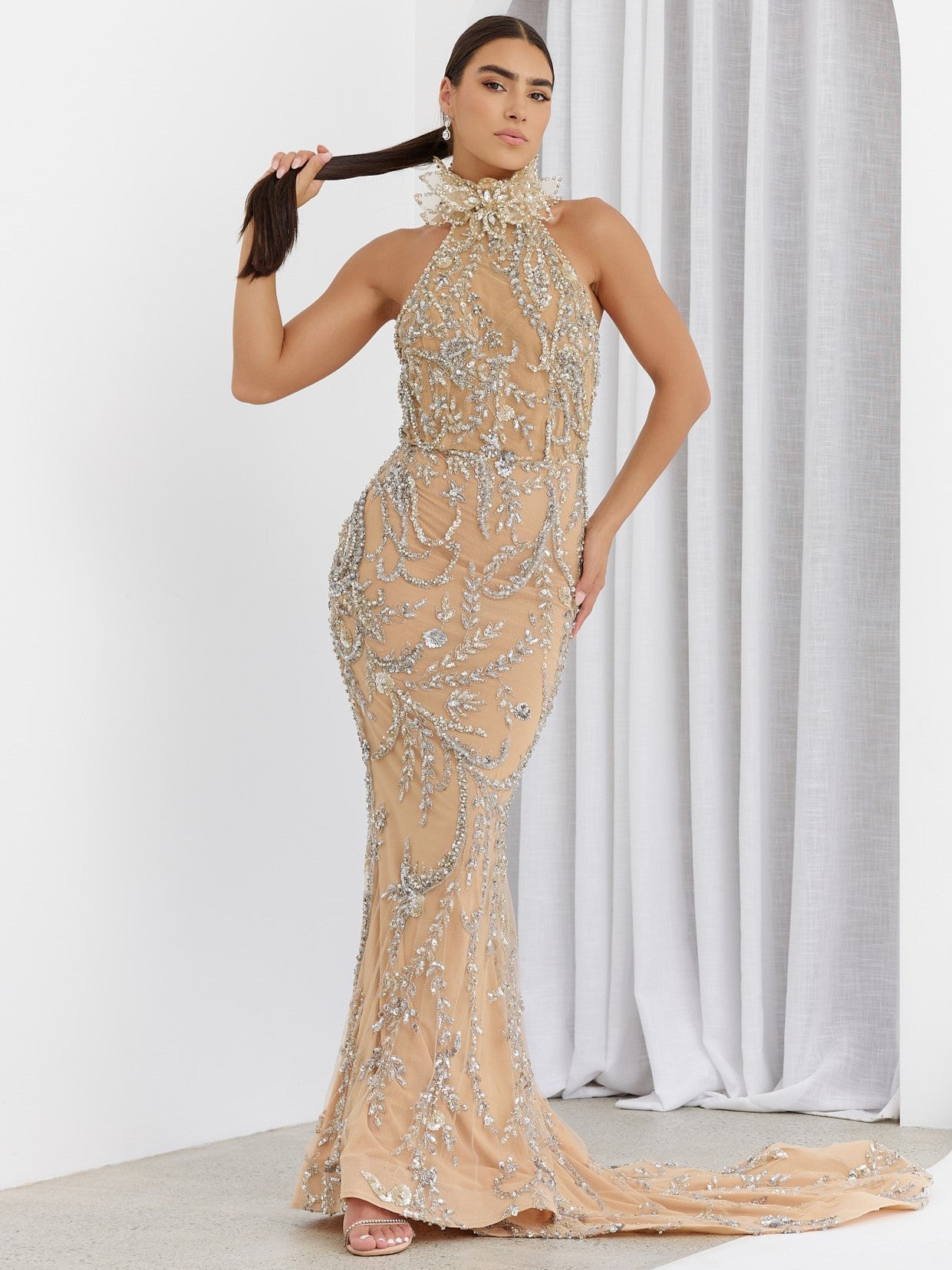 Silver Halter Gown FORMAL GALLERY Silver Halter Gown FORMAL GALLERY