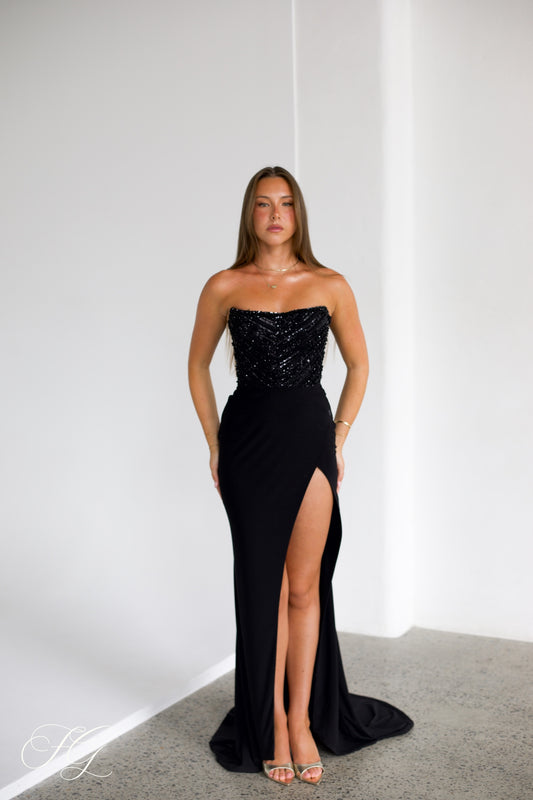 Avril Corset Gown - Black