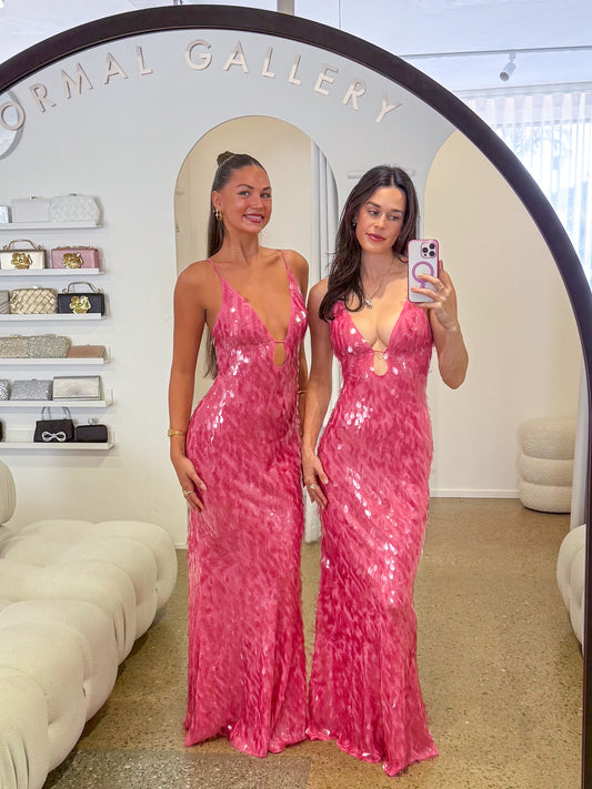 pink sequin dress