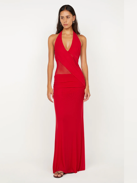 red maxi dress