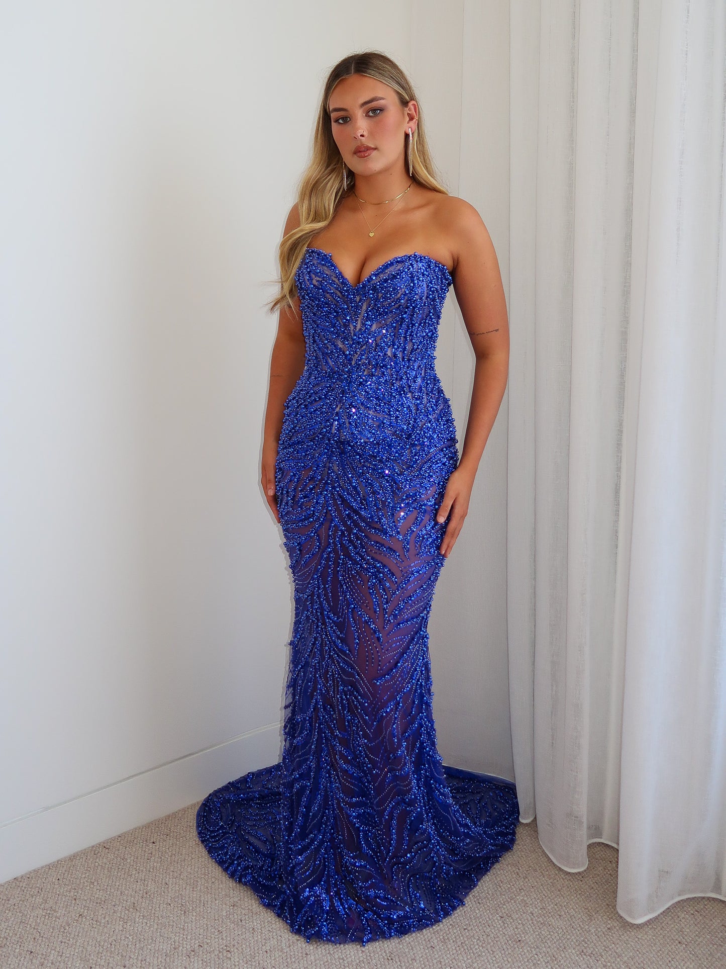 Sapphire Embellished Gown - Cobalt