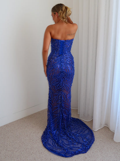 Sapphire Embellished Gown - Cobalt