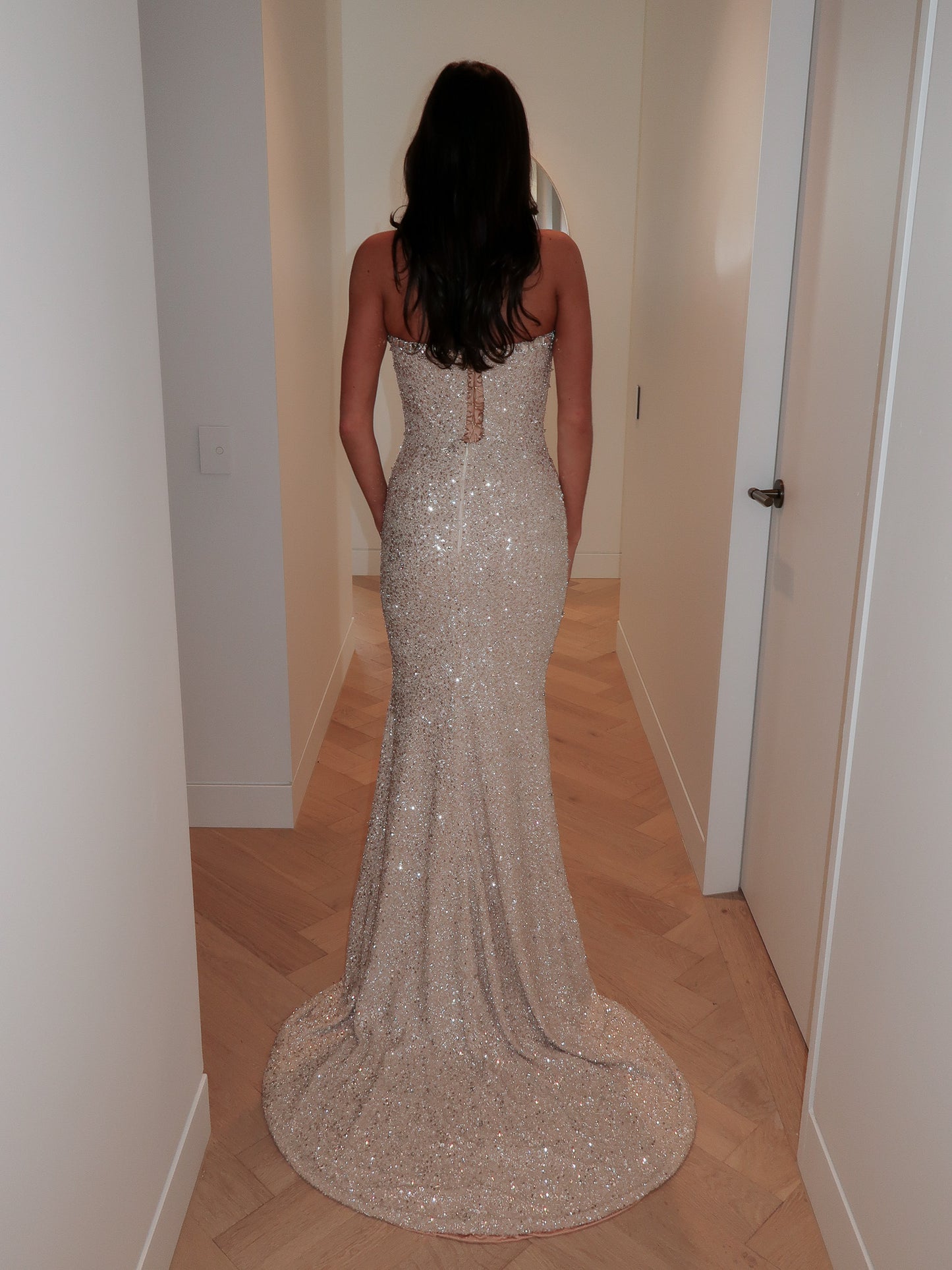 Crystal Embellished Gown - Silver