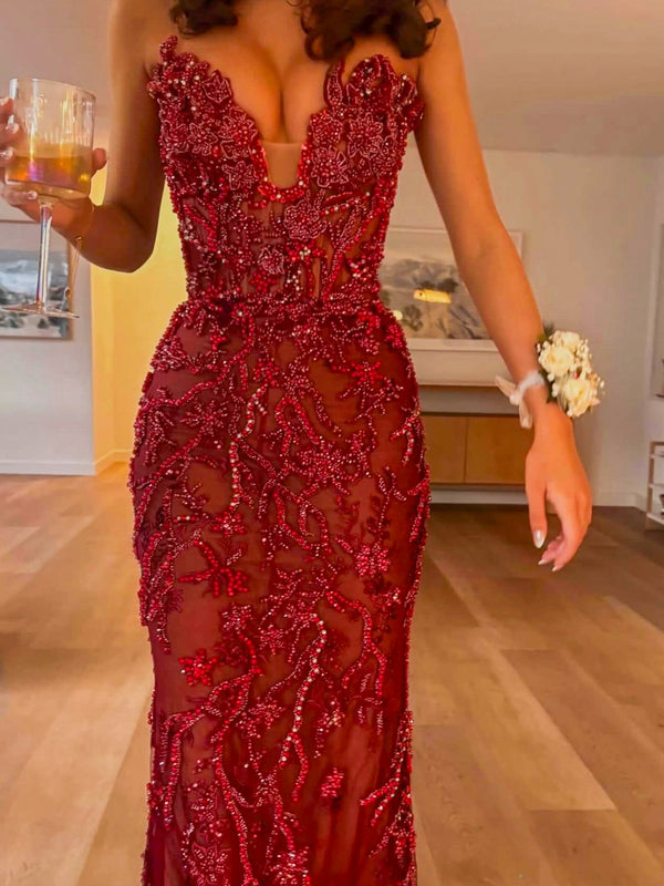 Embellished Ruby Gown - Red FORMAL GALLERY Embellished Ruby Gown - Red FORMAL GALLERY