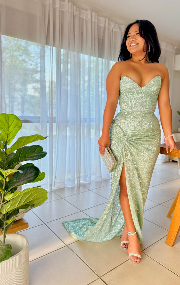 Luna Strapless Gown - Aqua FORMAL GALLERY Luna Strapless Gown - Aqua FORMAL GALLERY