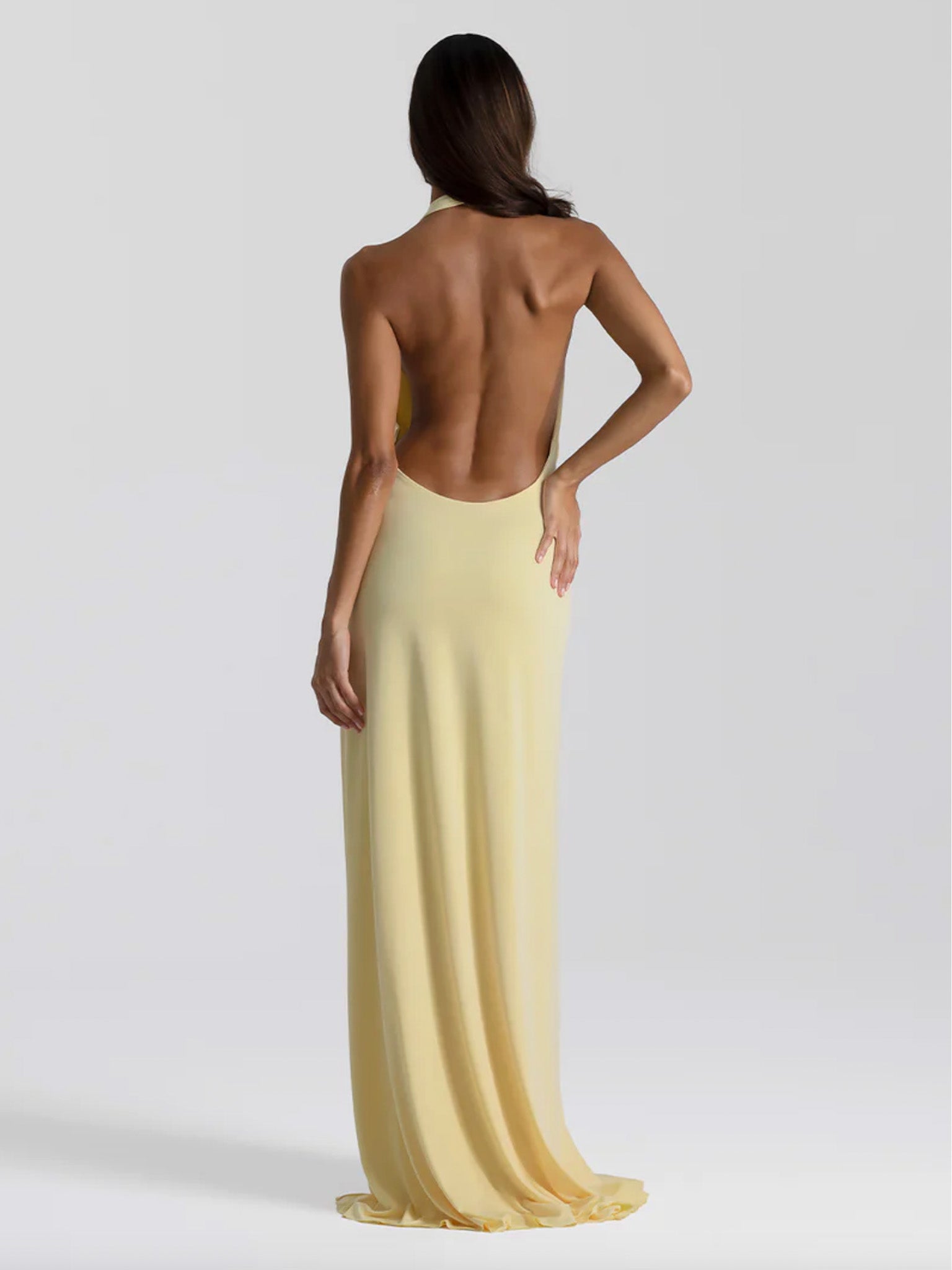 low cut yellow gown