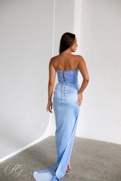 Diour Embellished Gown - Sky Blue