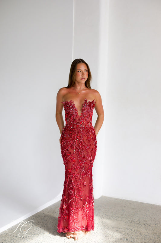 Aura Couture Gown - Red