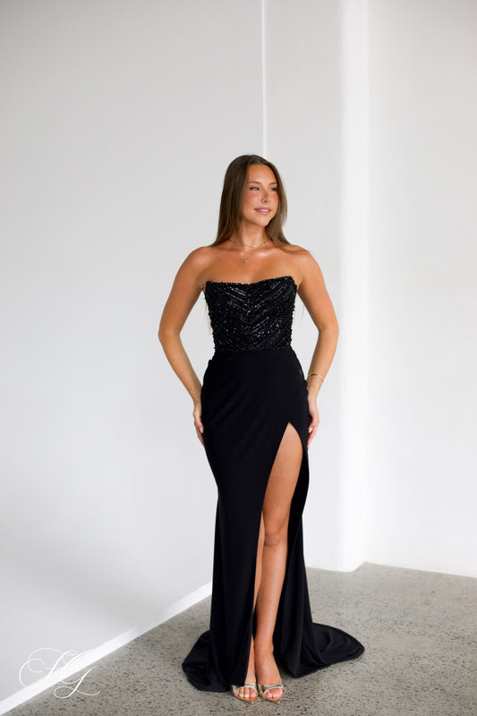 Avril Corset Gown - Black