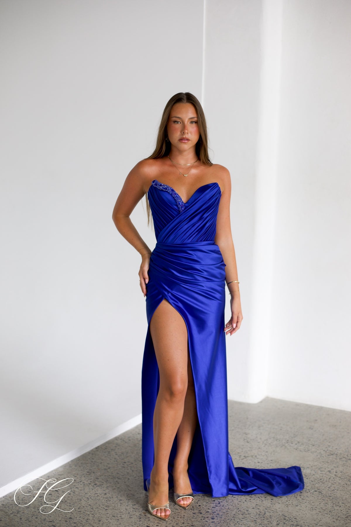 Embellished Royal Gown - Cobalt Blue