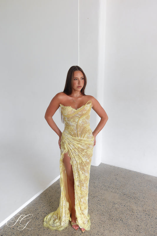 Zaure Serena dress hire yellow The formal gallery Gold Coast