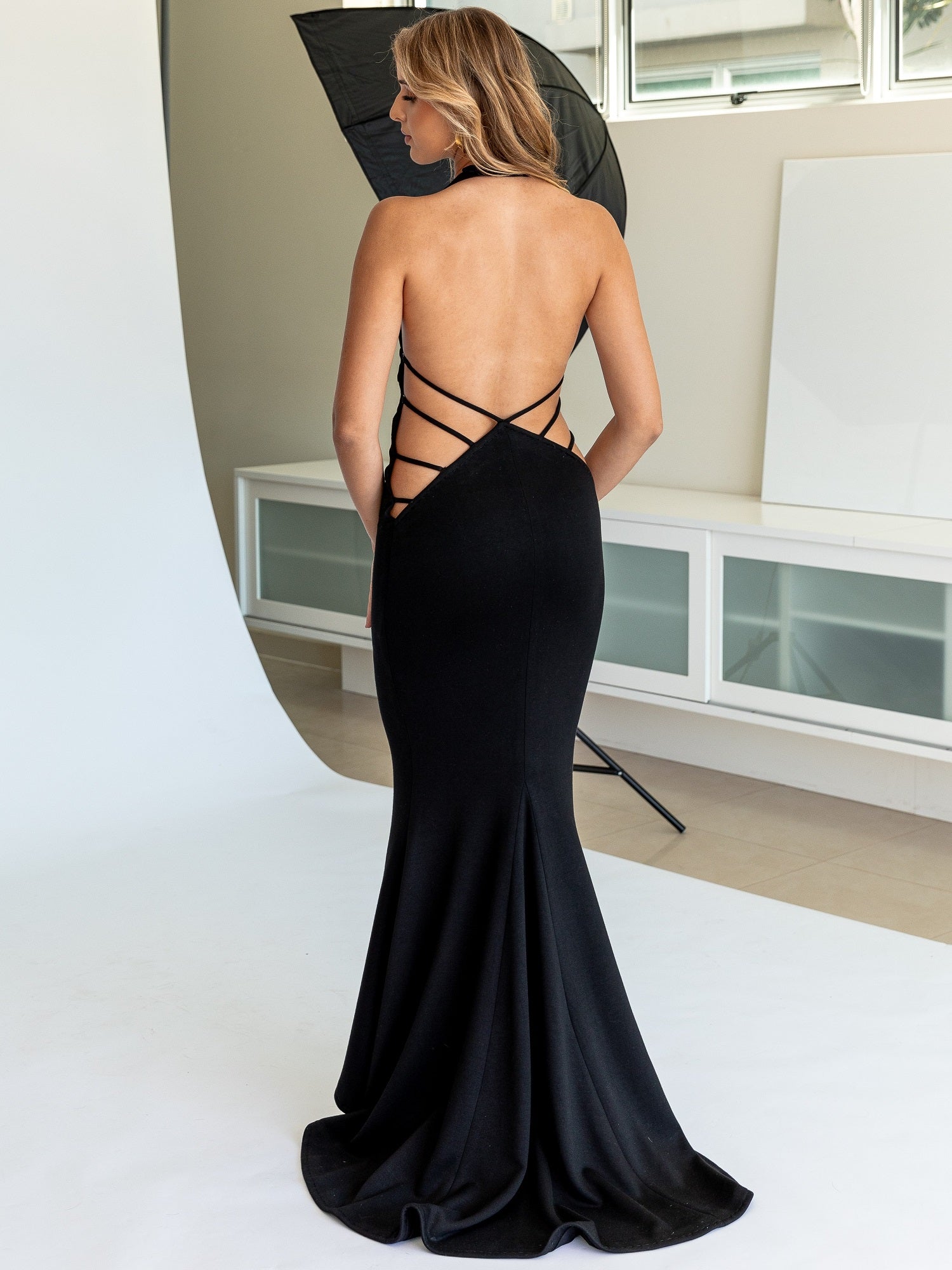Alisa Plunge Gown - Black FORMAL GALLERY Alisa Plunge Gown - Black FORMAL GALLERY