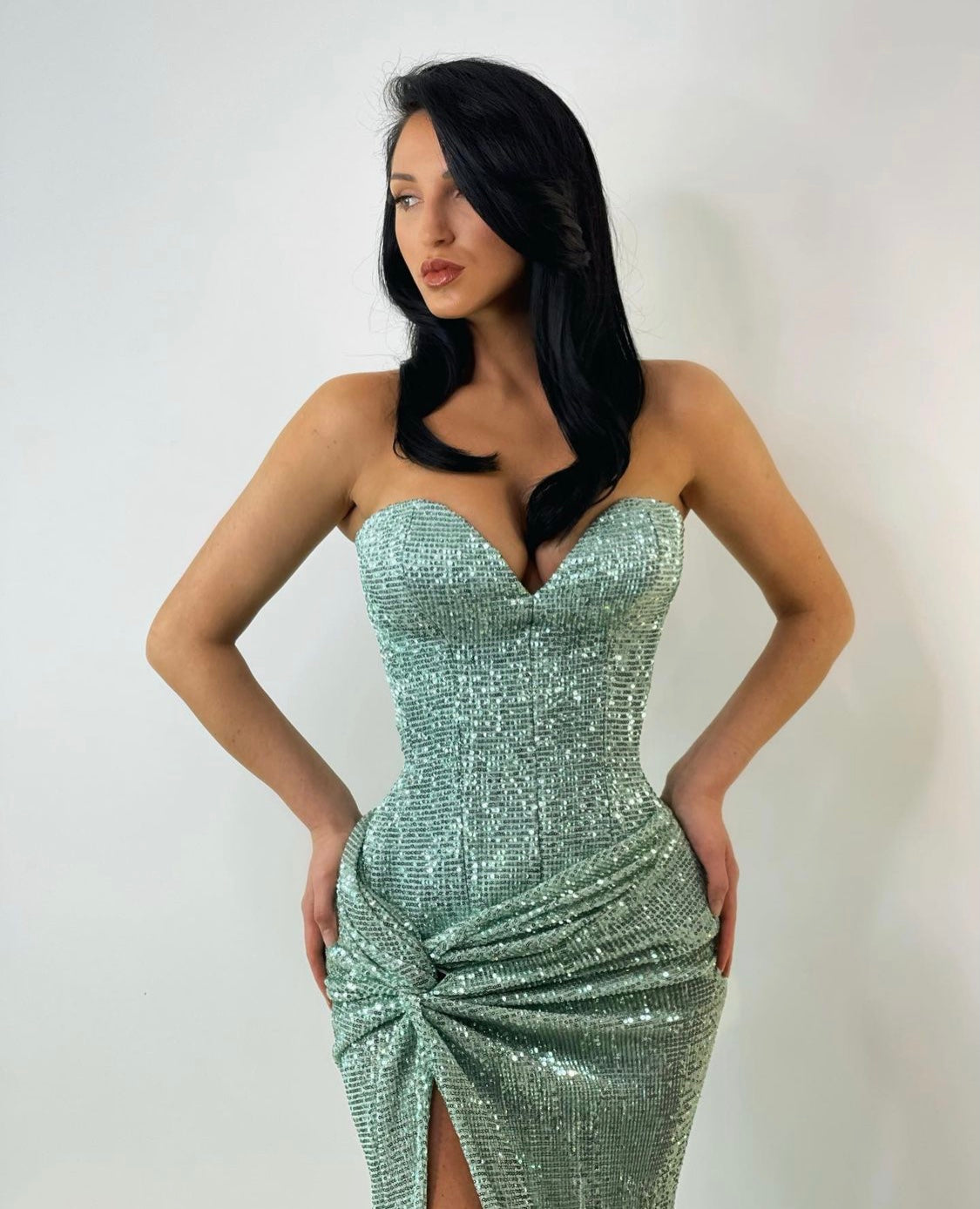 aqua formal dresses australia Tina Holly Couture TE003 Aqua Blue Satin Silky Formal Dress Aqua / 14 AUS
